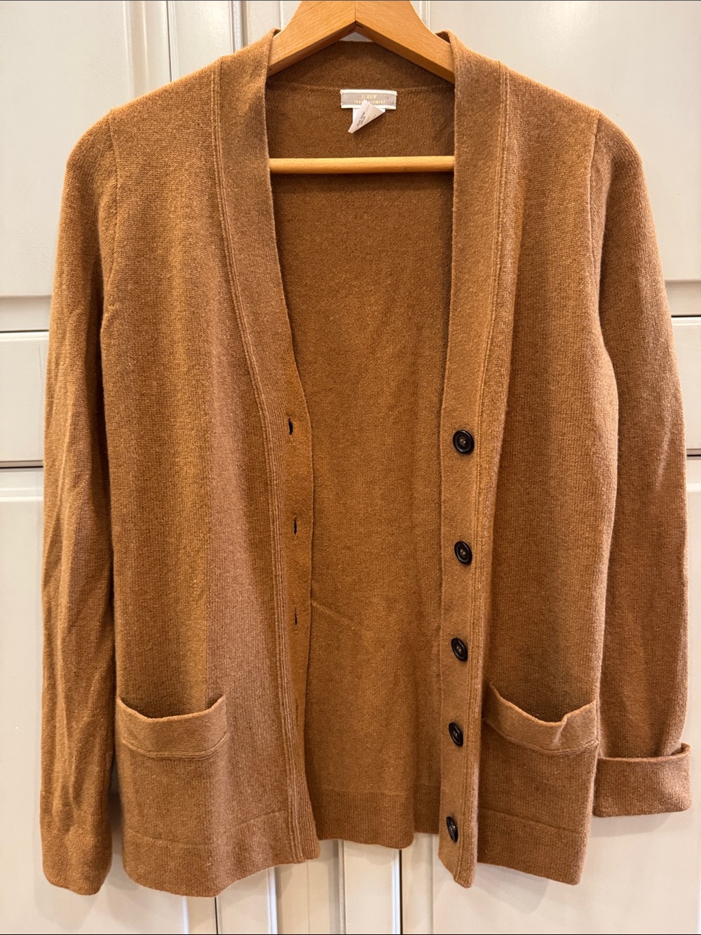 J. Crew Camel Brown Button-Front Cashmere Cardigan